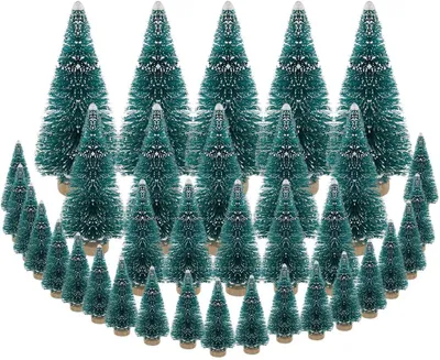Produktbild von 35 Stück Künstlicher Weihnachtsbaum, Mini Grün Tannenbaum, 4.5/6.5/8.5/12.5cm Naturgetreuer Christbaum für Tischdeko, DIY, Schaufenster (Grün)