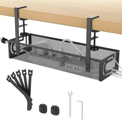 Produktbild von Kabelmanagement Kabelbox Kabelablage - Ohne Bohren - Mit Klemme - Unter dem Tisch