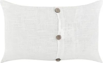 Produktbild von BELIANI Dekokissen 2er Set Weiß mit Holzknöpfen 30 x 50 cm Rechteckig Abnehmbarer Bezug für Wohnzimmer Schlafzimmer Sofa Sessel Bett