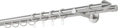 Produktbild von Gardinenstange auf Maß 20mm Spitze 2-lauf Wandträger 12cm Farbe: Edelstahl-Optik, Größe: 340cm