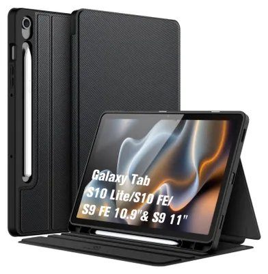 Produktbild von Fintie Hülle für Samsung Galaxy Tab S10 Lite/S10 FE 10.9" 2025/S9 FE 10.9"/S9 11" mit S Pen Halter, Slim TPU Folio Tablet Schutzhülle mit Standfunktion, Schwarz