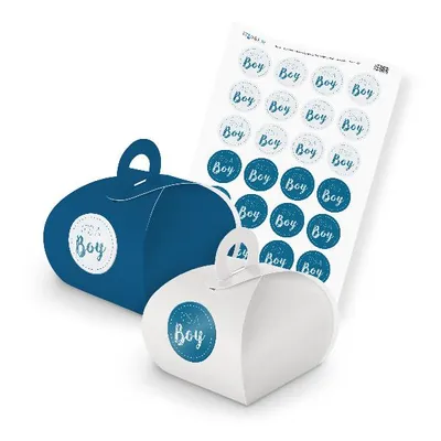 Produktbild von itenga SET It s a Boy (Motiv 76) 24x Geschenkschachtel mit Griff dunkelblau weiß