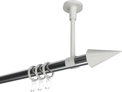 Produktbild von Interdeco Gardinenstange / Vorhangstange Chrom / Weiß, Typ Sonette Savio (Kegel) Deckenmontage, 20 mm Ø 1-läufig, 200 cm