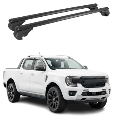 Image de Barres de toit Transversales pour Ford Ranger IV 2022-2026 Aluminium Noir 2x, Image générée par une IA