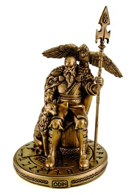 Produktbild von Kremers Schatzkiste Odin Figur Nordische Mythologie Alabaster Bronzefarben 24 cm