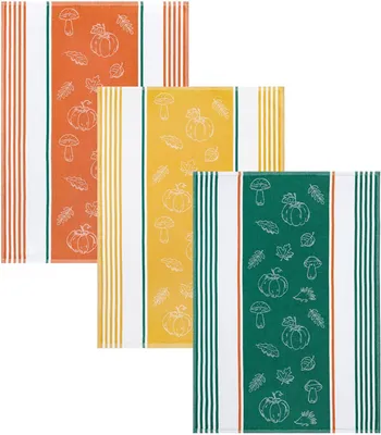 Produktbild von Kracht Geschirrtuch Herbstlich" 3er-Pack orange/gelb/grün 50x70 cm"