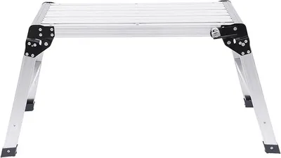 Productafbeelding van Werkplatform, aluminium, inklapbaar. Compacte steigertrap met platform, belastbaar tot 150 kg. Laddersteiger, werkplatform met inklapbare ladder
