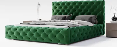 Obrázok produktu pre Manželská posteľ 160x200 cm Paris - Chesterfiled, zamat, úložný priestor - čalúnená posteľ s roštom - zelená
