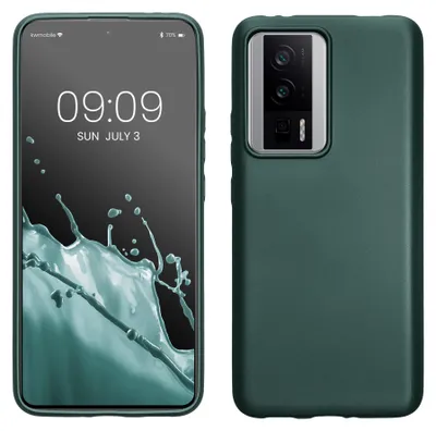 Produktbild von kwmobile Handyhülle für Xiaomi Poco F5 Pro 5G Hülle - Silikon Case metallisch schimmernd - Schutzhülle Cover - Metallic Petrol