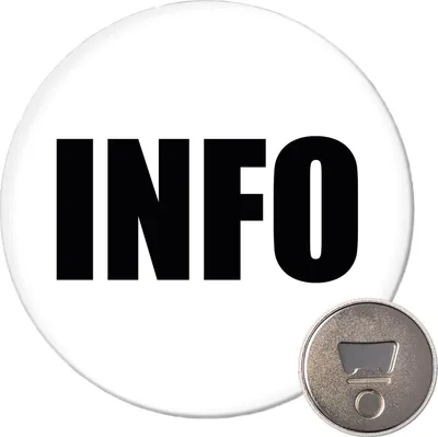 Produktbild von Huuraa Magnet Info Symbol 59mm Kühlschrankmagnet rund Flaschenöffner Geschenkidee