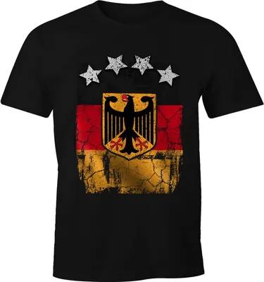 Produktbild von Cooles Herren T-Shirt Deutschland Fan-Shirt WM 2018 Fußball Weltmeisterschaft Moonworks® schwarz 5XL