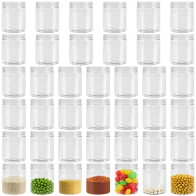 40 transparente Kunststoffdosen 200 ml mit Deckeln, luftdicht, 7,1 x 7 cm