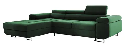 Produktbild von Ecksofa mit Schlaffunktion und Bettkasten ADRIANO Eckcouch Sofa L-Form Wohnlandschaft Couchgarnitur Polsterecke Bettsofa - Links Grün EL20