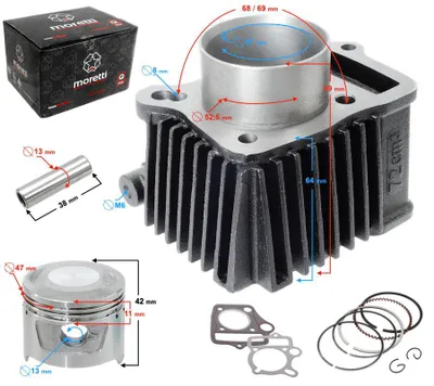 Image de Cylindre Moretti pour moteur 4 temps 80cc, modèle 139FMB, pour scooter