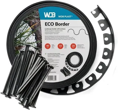Productafbeelding van Kunststofrand - zwart - 10 meter - 4 cm hoog - inclusief bevestigingsschroeven