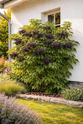 Obrázok produktu pre Bez čierny Haschberg 50–70 cm – čierny bez (Sambucus nigra) – mrazuvzdorný, úrodný, bobuľový ker do záhrady a do kvetináča