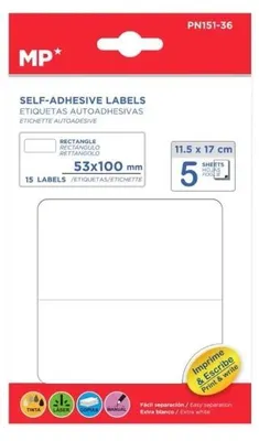 Zdjęcie produktu dla Etykiety samoprzylepne 53x100mm 5arkuszy