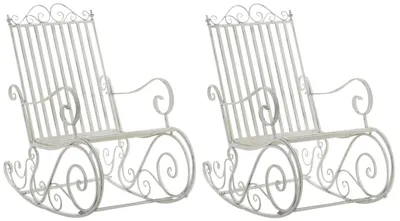 Produktbild von CLP 2er Set Schaukelstühle Smilla Schwingstühle mit hoher Rückenlehne antik weiß