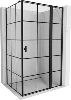 Produktbild von Mexen Mist T Duschkabine rechts öffnend 120 x 90 cm, schwarzes Gitter, schwarz - 8A4T-120-090-70-77-P