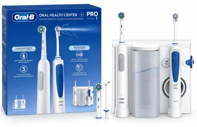Produktbild von Oral-B Idropulsore Health Center, Erwachsener, Rotierende-vibrierende Zahnbürste, Blau, Weiß, 2 min, 30 sec, Weiß, Rund