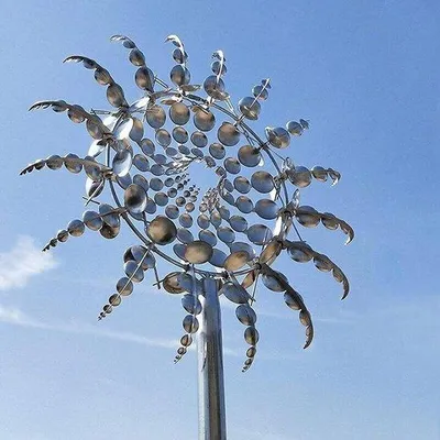 Immagine prodotto di Mulino a vento da giardino in acciaio inossidabile, carillon eolico 3D per decorazioni da esterno