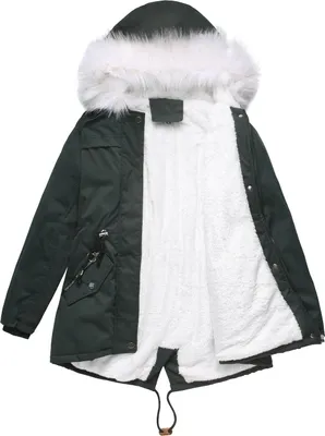 Obrázek produktu pro ASKSA Dámský zimní kabát parka Teplá zimní bunda s podšívkou Fleecová bunda s kapucí Outdoorová bunda, zelená, 2XL