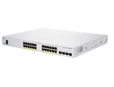 Produktbild von Cisco Business 250 Series CBS250-24P-4X - Switch - L3 - Smart - 24 x 10/100/1000 (PoE+) + 4 x 10 Gigabit SFP+ - an Rack montierbar - PoE+ (195 W)