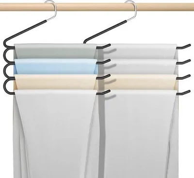 Produktbild von Unyqoos®️ Hosenbügel für Jeans - Rutschfest und Platzsparend - Edelstahl - Schwarz - 3 Stück - Kleiderbügel für Hosen, Krawatten, Schals, Handtücher