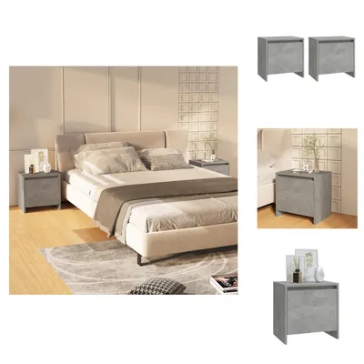 Image de vidaXL Tables de chevet 2 pcs. Gris béton 45x34x44,5 cm Bois composite - Tables de chevet
