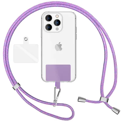 Produktbild von NALIA Universal Lanyard mit 2 Pads & Karabinerhaken - 160cm Handykette zum Umhängen - Rosa Bunt