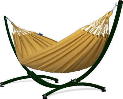 Produktbild von Potenza Outdoor  Hängematte mit Gestell für 2 Personen I Merida- Baumwolle Doppelhängematte XXL 220x160, 220kg I Hängemattengestell 220kg, wetterfest