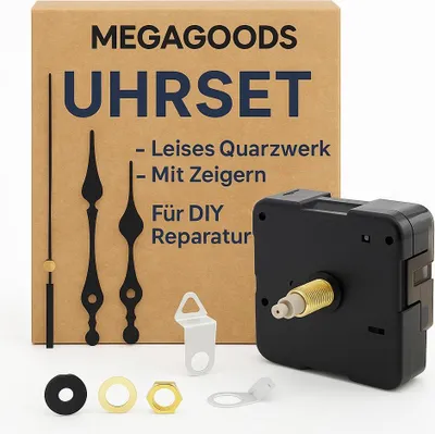 Produktbild von Uhrwerk leise Quarz Mechanik mit Zeigern für DIY Reparatur DE.