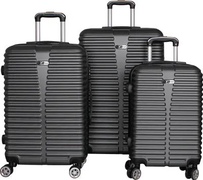 Produktbild von Linder Exclusiv Kofferset, Reisekofferset MC3080 Grau, Hartschalenkoffer, Doppeltragegriff mit Zahlenschloss, Trolley Reisekoffer 3tgl 4 Rollen Reisekoffer