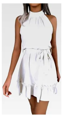 Produktbild von Knielanges Sommerkleid für Damen mit Blumenmuster und Neckholder