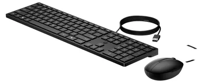 Produktbild von HP Wired Desktop 320MK Maus und Tastatur, Volle Größe (100%), Kabelgebunden, USB, Membran Key Switch, Schwarz, Maus enthalten