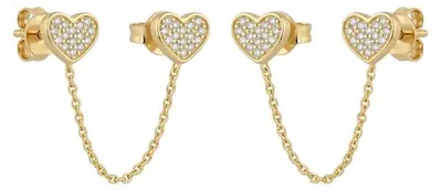 Produktbild von Suzan Gold® 925 Sterling Silber Ohrstecker Herz blau Zirkonia Ohrringe Damen vergoldet elegant minimalistisch Geschenk Heart Stud Earrings Blue