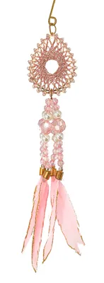 Imagen del producto de Adorno colgante con cuentas y plumas, color rosa, modelo 7