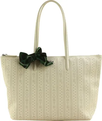 Image de LACOSTE sac à épaule Shopping Bag Punch Wording Laponie écru