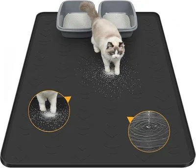 Produktbild von Famanu Katzenstreumatte XXL - Lebensmittelechtes Silikon, wasserdicht, rutschfest und leicht zu reinigen - 100 x 70 cm