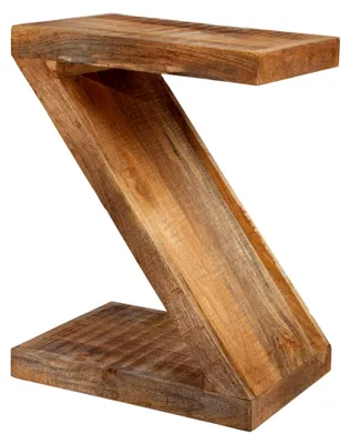 Produktbild von Beistelltisch aus massivem Mangoholz, 45 cm, Z-Form, handgefertigt