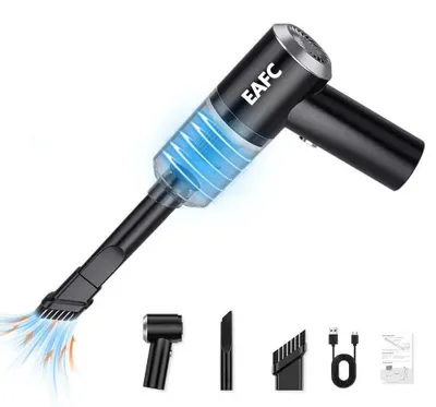 Obrázok produktu pre Bezdrôtový ručný vysávač – mini pre auto a domácnosť – nabíjanie cez USB – dobíjateľný – vrátane akumulátora – čierny