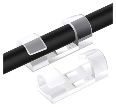 Produktbild von 60 Stück Kabelclips, Kabelhalter Selbstklebend mit Starken Pads, Kabelklemmen Kabelmanagement, Kabel Clips Kabelführung Kabel Organizer, für Management Diverse Kabel, Transparent