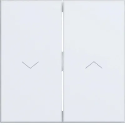 Imagen del producto de Interruptor bipolar Hager con inscripción WAW2001WM, símbolo de flecha, color blanco mate