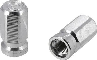 Produktbild von Set: 2x Ventilkappe "Hexagon", Silber eloxiert