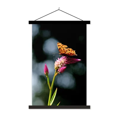 Produktbild von MuchoWow® Textilposter Schmetterling - Blumen - Insekten 60x90 cm mit schwarzem Rahmen - Poster Wohnzimmer
