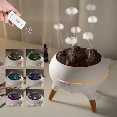 Produktbild von Luftbefeuchter, Diffuser, 7 Farben, Aroma Diffusor, 300 ml, Leise Humidifier, 2 Sprühmodi, Timerfunktion, Fernbedienung, Aromatherapie, Rhythmus