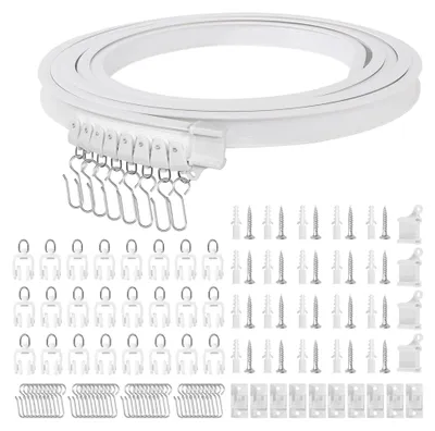 Produktbild von Flexible Vorhangschiene 4m mit stummen Rollen, Deckenmontage Gardinenschienensystem