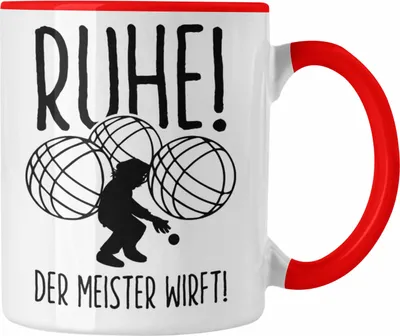 Produktbild von Trendation - Boule Tasse Geschenk Boule-Spieler Geschenkidee Spruch Ruhe Der Meister Wirft (Rot)