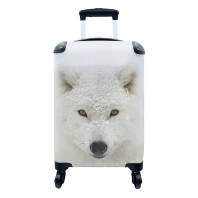 Produktbild von MuchoWow® Koffer Handgepäck Trolley Rollkoffer Kleine Reisekoffer mit 4 Rollen - Wolf - Porträt - Schnee - Cabin Size < 55x40x23 cm & 55x40x20 cm - Fotokoffer - Kabinenkoffer - Boardgepäck - Reise-Box - Reisekoffer - Reisegepäck - Koffer mit Bild - Trolley für Kinder