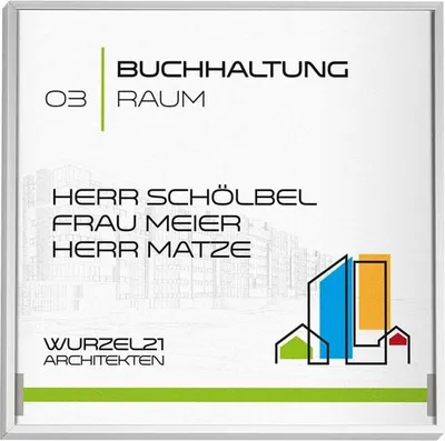 Produktbild von MADRID Silver Line Türschild 150 | 150x150 mm | Alu Rahmen silber eloxiert | ...